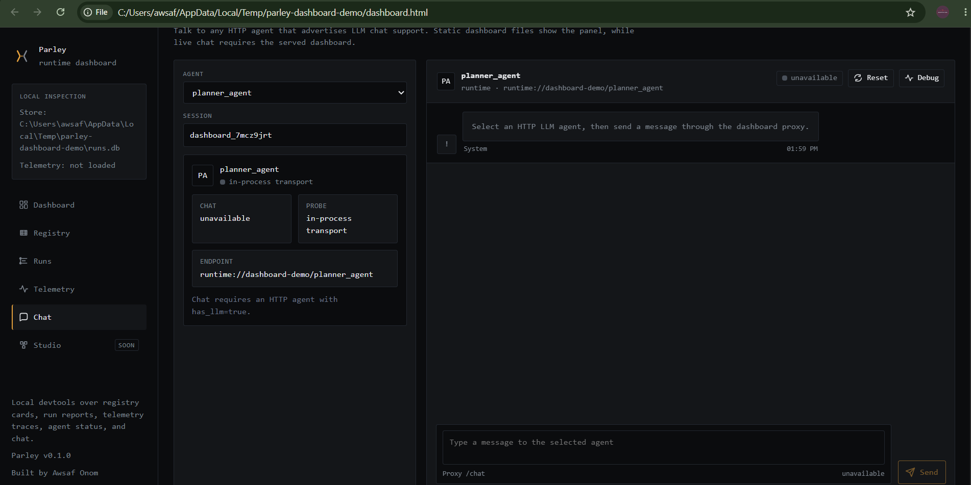 Agent chat page