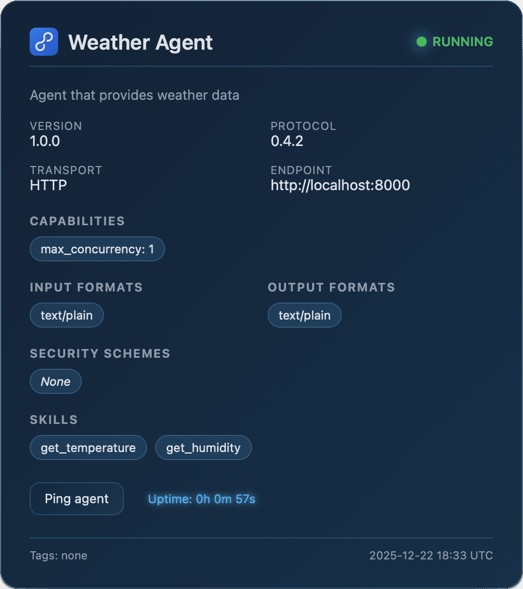 Agent status page